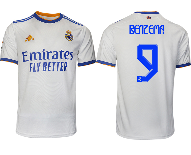 Men 2021-2022 Club Real Madrid home aaa version white #9 Soccer Jerseys